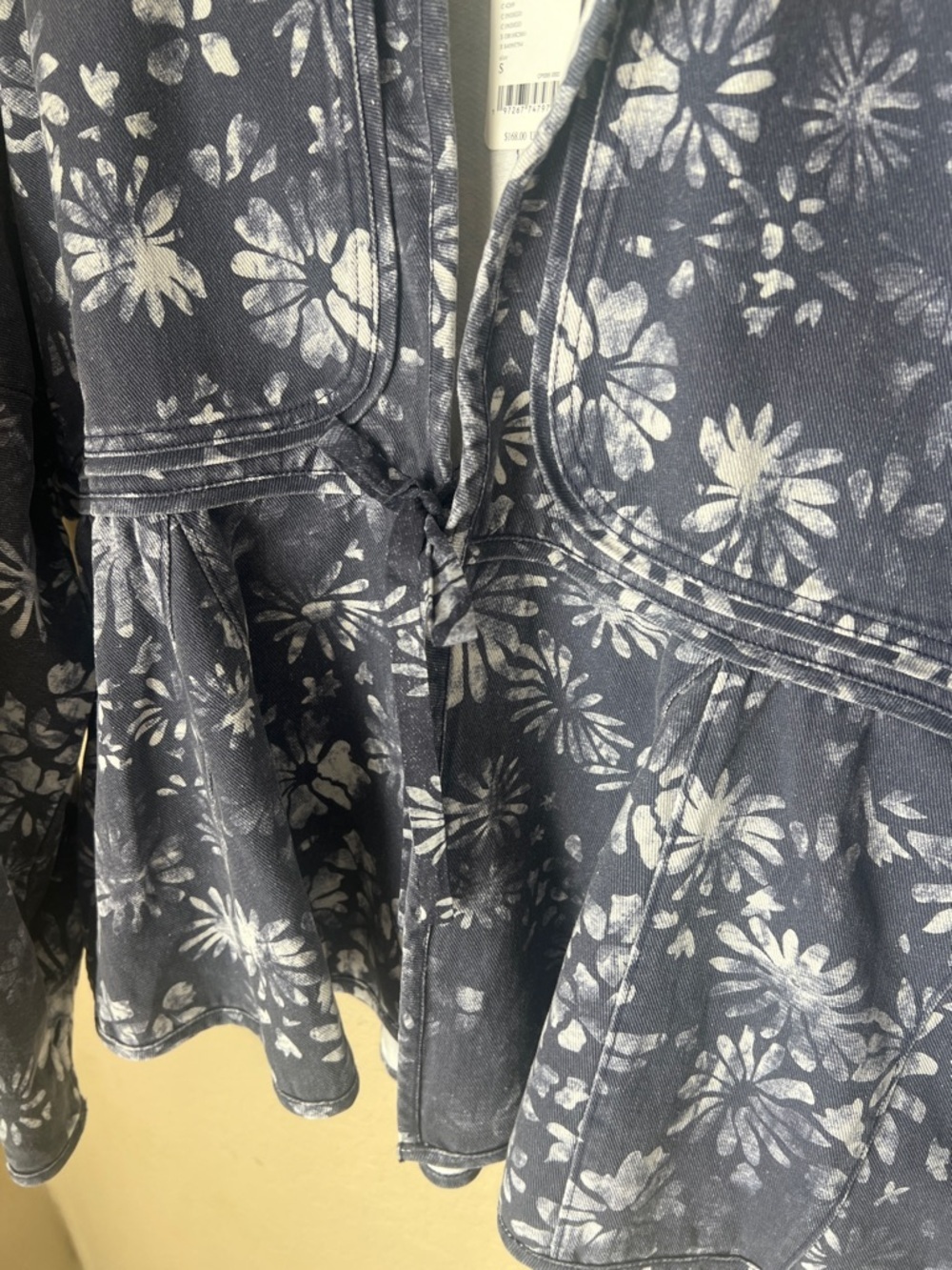 NWT free people lua bed jacket navy and white floral Small - Picture 7 of 13